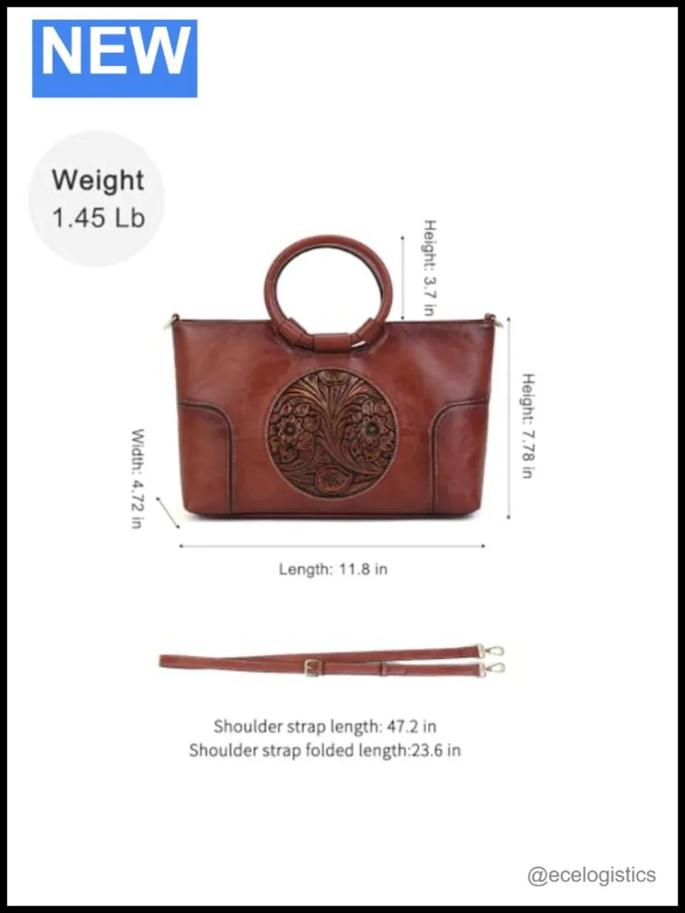 Vintage Satchel Handbag Embossed Totem Faux Leather Shoulder Bag